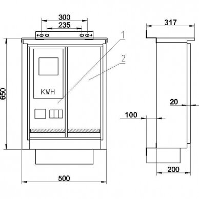 Skydas trifazei apskaitai ĮAS-7-202V su vartotojo skyriumi 1